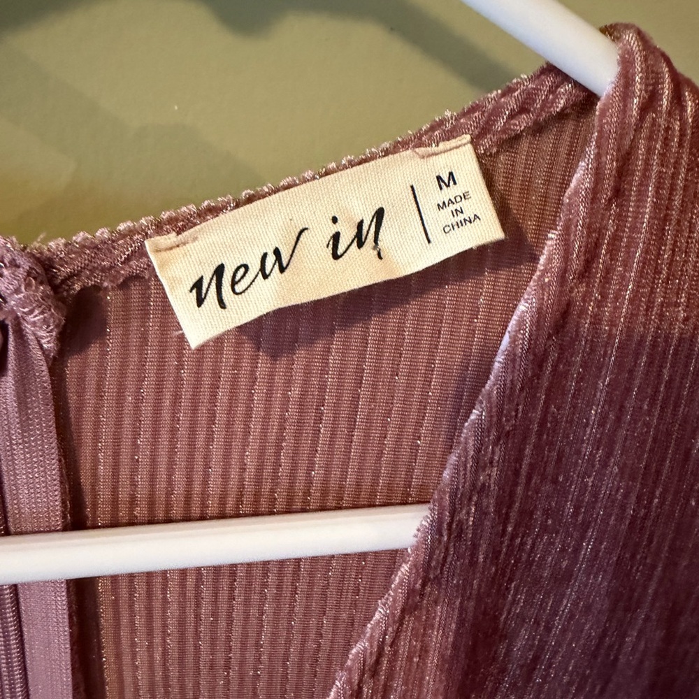 Ruffled Long Sleeve V-Neck Mini Dress in Dusty Rose - Picture 5 of 6